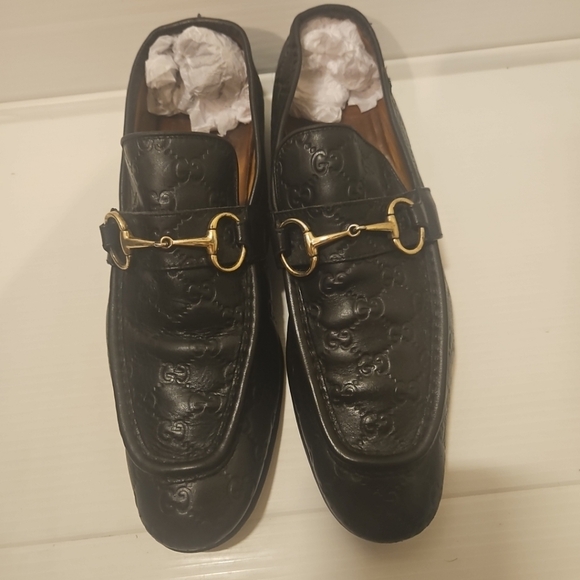 Gucci Tom Ford Era GG Monogram Black Embossed Leather Loafers Size 11.5 - Picture 3 of 14